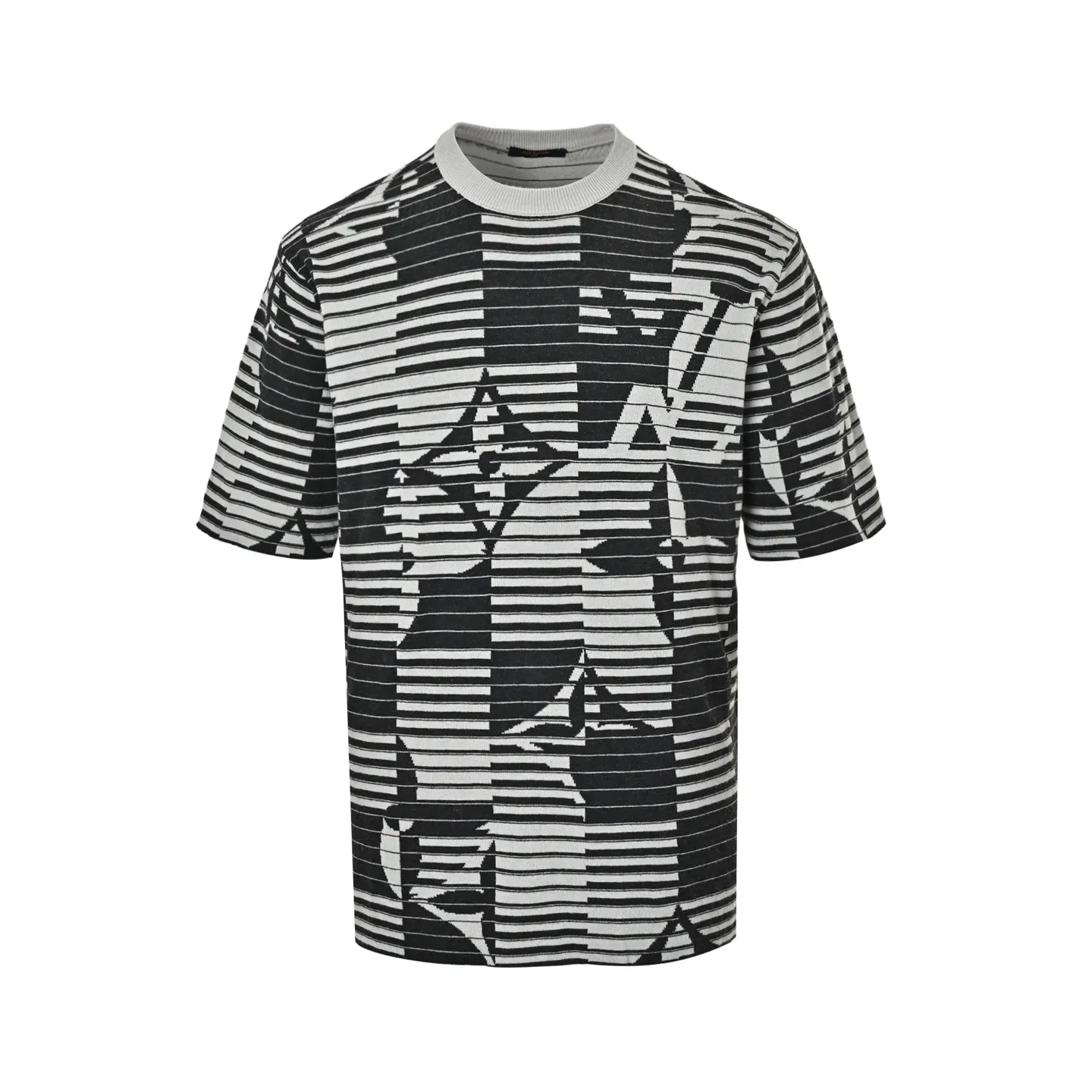 Louis Vuitton/Louis Vuitton 26ss striped old flower jacquard knitted short sleeves
